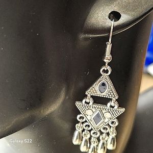 Ethnic Tassle Dangle Earrings Triangle Shape Boho Chic NWT